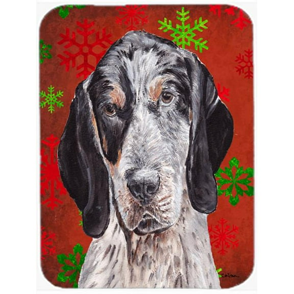 Blue Tick Coonhound Red Snowflakes Holiday Mouse Pad, Hot Pad Or Trivet, 7.75 x 9.25 In.