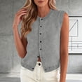 thumbnail image 4 of Staron Summer Sleeveless Cardigan for Women Casual Single Breasted Knitted Vest Short Cropped Open Front Tank Top, Gray S, 4 of 5