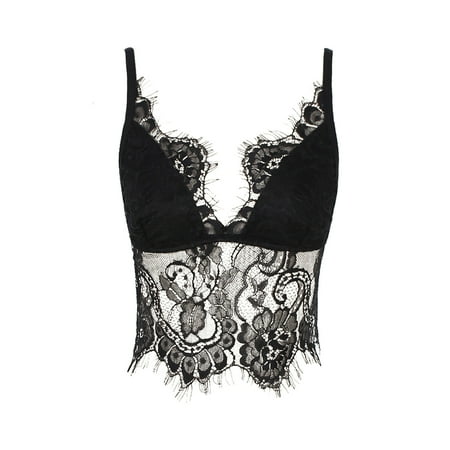 Odeerbi Sexy Lingerie for Women 2025 Alluring Lace Cage Bra Elastic Strappy Hollow Out Bra Bustier Black
