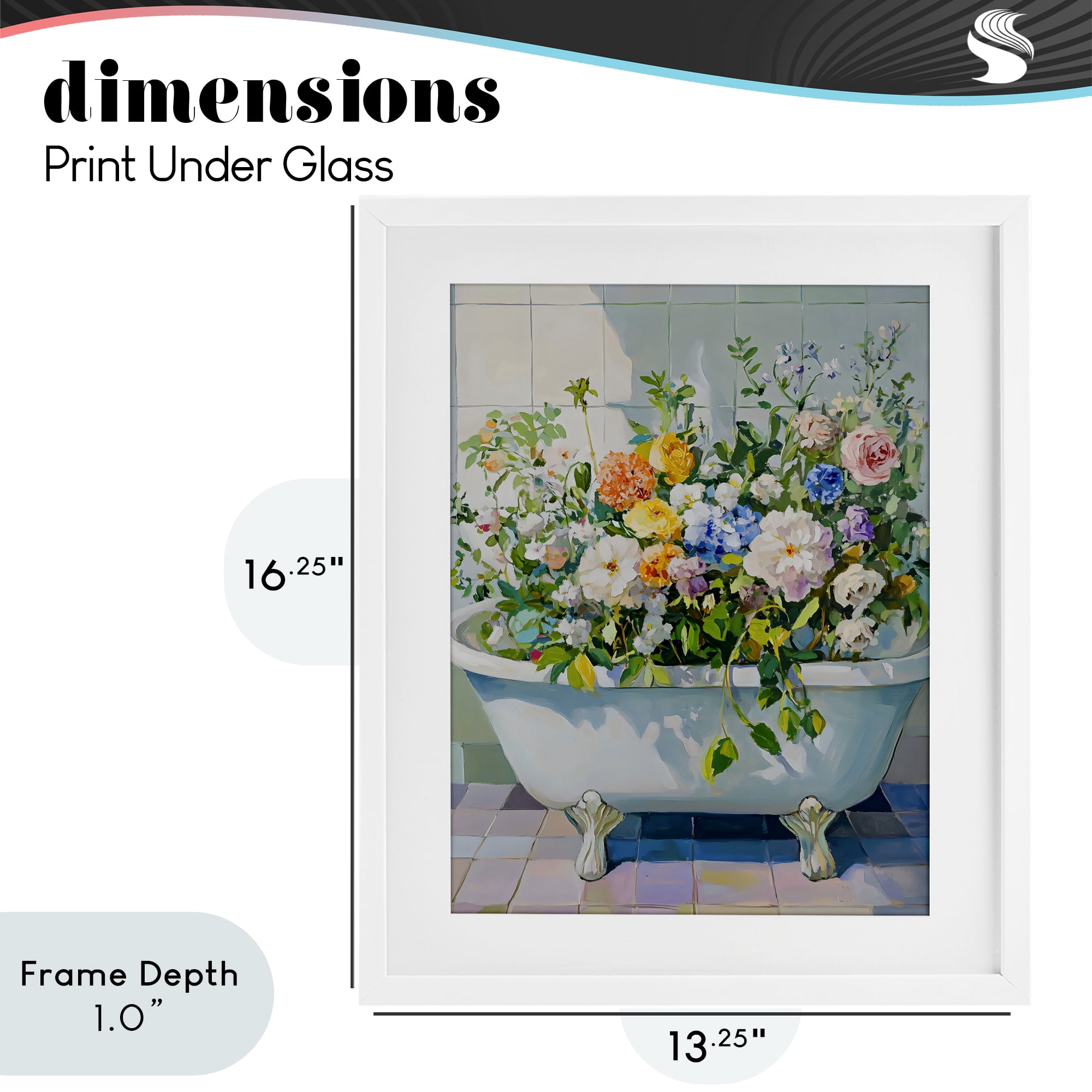 Stupell Industries Vintage Bathtub Bouquet Overgrowth White Framed Print Under Glass, design by The Prints Vibe