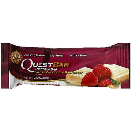 Quest Bar au chocolat blanc framboise Barre de protéines, 2,12 oz (paquet de 12)