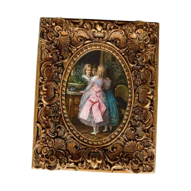 Marco de fotos Vintage soporte de imagen adorno colgante de pared de mesa marco en relieve adornado para sala de estar Navidad hogar dormitorio SM SunniMix Marco de la foto