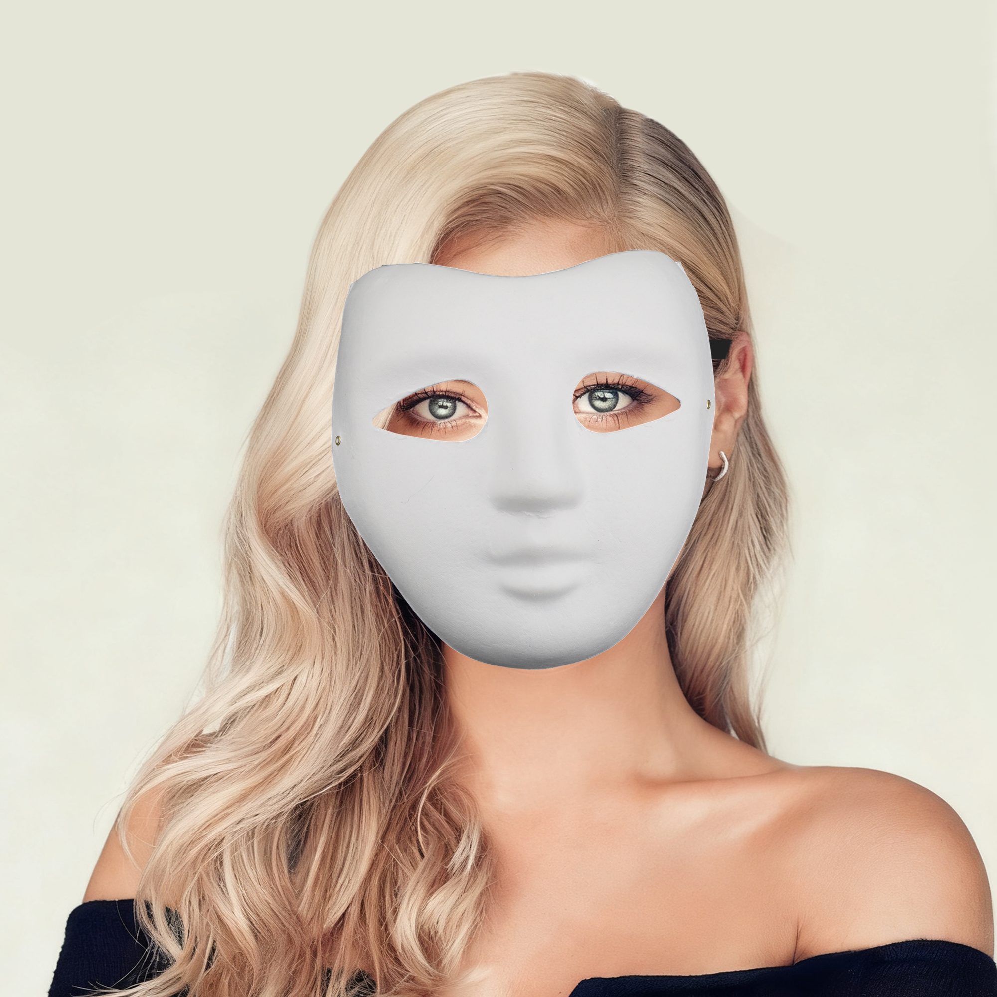 Unique Bargains 1 Pack Elegant Hand-Painted Party Mask White Pattern 15