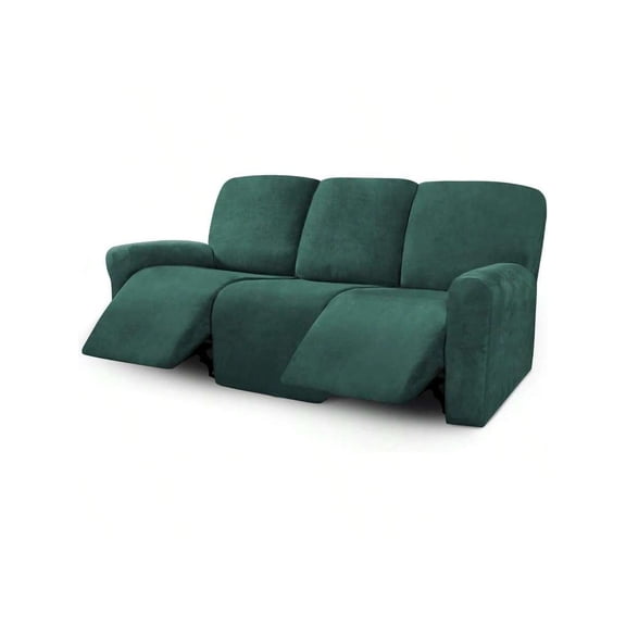 Veet 8-Pieces Recliner Sofa Covers Stretch Reclining Couch Covers for 3 Cushion Reclining Sofa Slipcovers Furniture Covers Thick Soft Washable 3 Seater Recliner Cover Retro Green