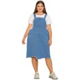 thumbnail image 3 of GRACE & GRANDEUR Robe Salopette pour Femmes Grande Taille Effilochée à Bretelles Ajustables Ourlet Irrégulier Robe en Denim Bleu Pâle 2X, 3 of 5