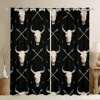 Castle Fairy Western Bull Skull Black Out Curtains for Teens Adults,Bohemian Boho Curtains Pack of 2 (42x63 Each),Exotic Style Bedroom Curtains,Luxury Bedroom Decor