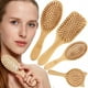 thumbnail image 4 of Peine de bambú para masaje, de mano, que ahorra trabajo, con cabeza redonda, dientes de bambú que no dañan el cabello, peine de goma con cojín de aire para el hogar para cabello largo de mujer, regalo, 4 of 6