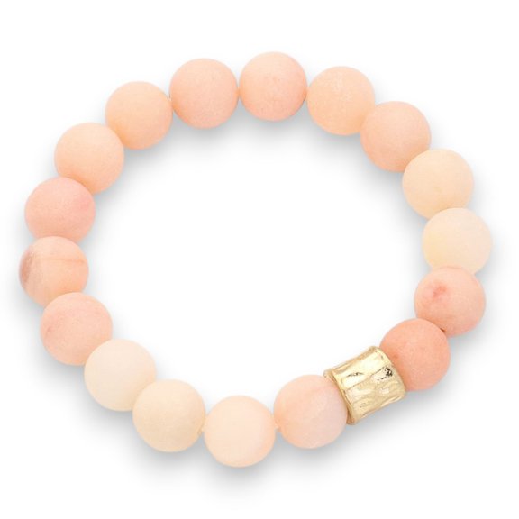 Peach Aventurine Genuine Semi Precious Beaded Stretch Bracelet 12mm Natural Gemstone Jewelry