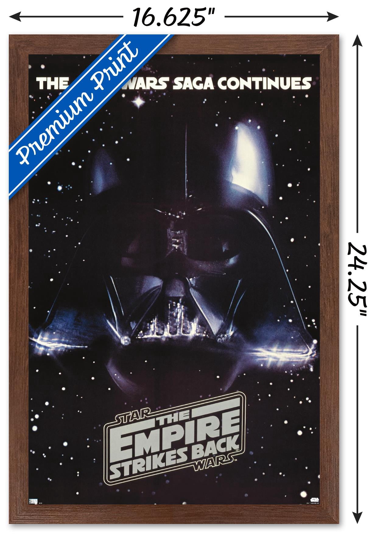 Star Wars: The Empire Strikes Back - Vader One Sheet Wall Poster, 14.725" x 22.375" Framed