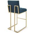 thumbnail image 4 of Modway Privy Gold Stainless Steel Performance Velvet Bar Stool Set of 2 in Gold Azure, 4 of 4