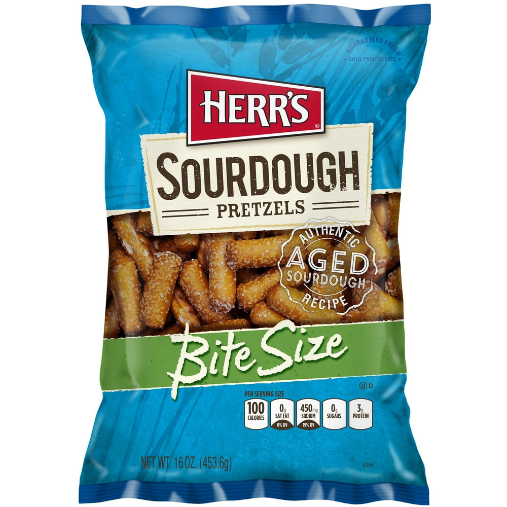 Herr's Sour Dough Pretzels, Bite Size, 16 Oz, 7 Ct