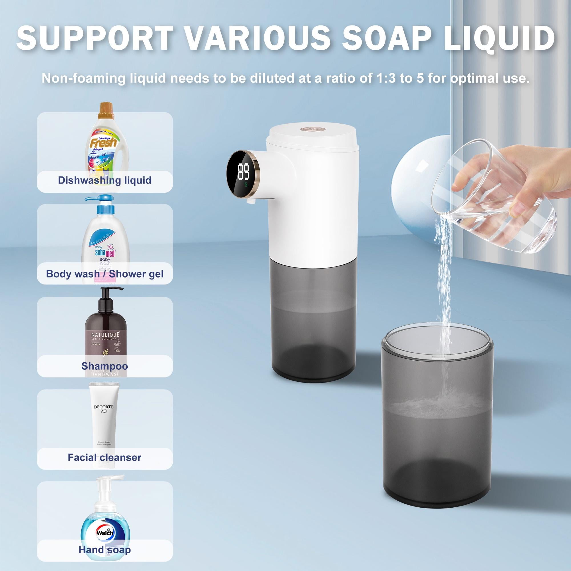 LUXMO Automatic Liquid Soap Dispenser, 3 Levels Adjustable Soap Dispenser Bathroom, 10.1OZ/300ml Automatic Soap Dispenser Touchless, USB Rechargeable Touchless Soap Dispenser for Bathroom, Kitchen