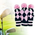 thumbnail image 6 of QccHieUs 3Pcs Knitted Golf Club Head Cover Head Protection Golf Headcover Set Sleeve Gift Pink, 6 of 9