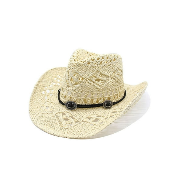 Hauaitttt Women Men Summer Western Cowboy Hat Shapeable Straw Hat Hollowed Out Sun Hat Clutch Hats for Men Wot H Hat Womens Outdoor Hat Hats for Natural Hair Women Gardening Visor Wooden Fedora Beach