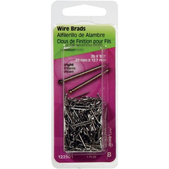 Hillman Brad Nails 1/2 " Bright Steel 20 Ga Card 1.75 Oz