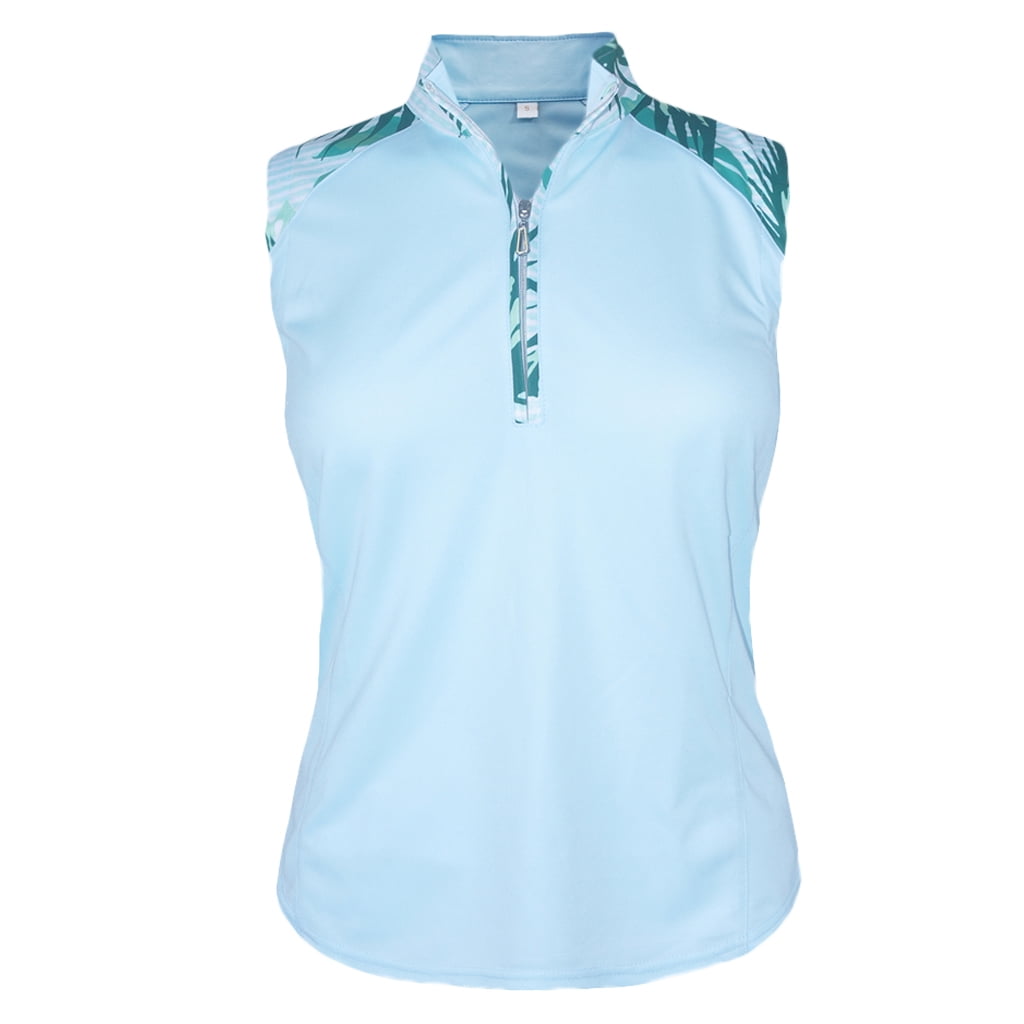 Monterey Club Women's Fairway Print Contrast Sleeveless Golf Polo Shirt ...