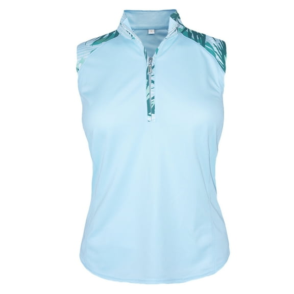 Monterey Club Women's Fairway Print Contrast Sleeveless Golf Polo Shirt #2501