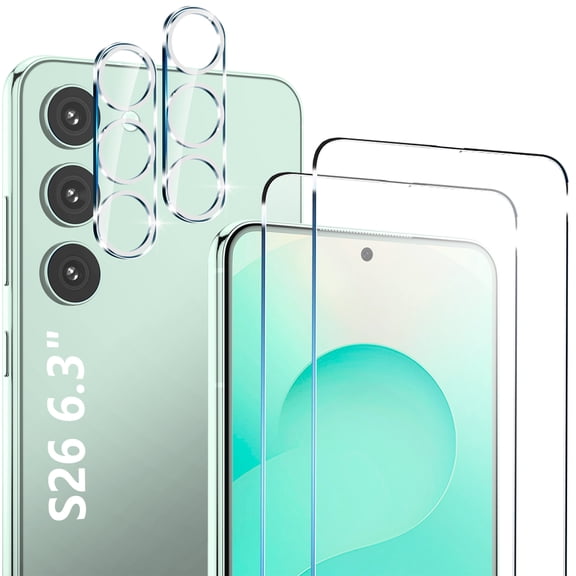 2 Pack Screen Protector for Samsung Galaxy S26 6.3 Inch, 9H Tempered Glass, Ultrasonic Fingerprint Unlock, Case Friendly Tempered Glass Screen Protector for Samsung Galaxy S26