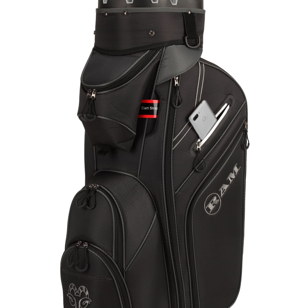 RAM Mounts Golf Premium Cart Club Bag with 14 Way Molded Organizer Divider  Top, Black and Silver - Walmart.com