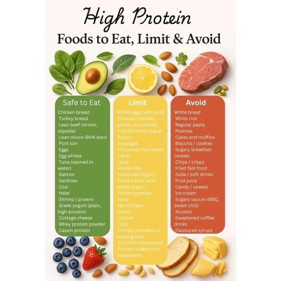 High Protein Food List Poster Canvas Wall Art for Decor poster