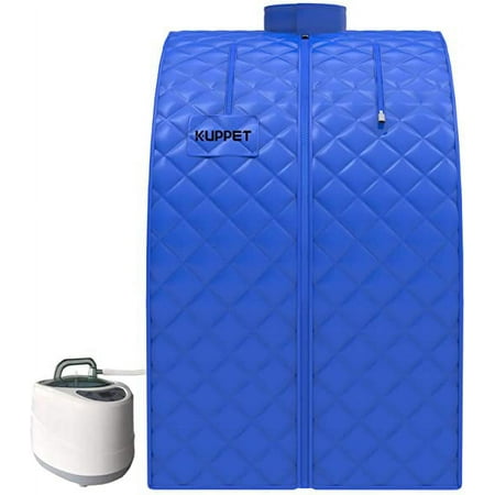 KUPPET 2020's Newest Portable Folding steam Sauna Room 2L Single-use Home / Chair, Remote Control, steam Pot, Foot pad, mat（Blue）
