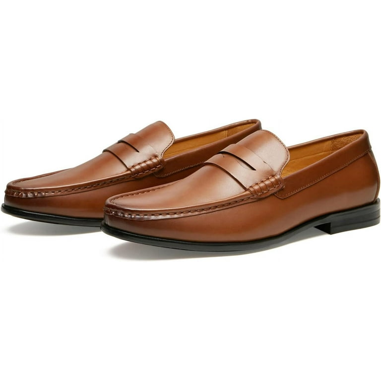 Journey West Mens Penny Loafers with Genuine Leather Business Dress Slip On Loafer Shoes for Men