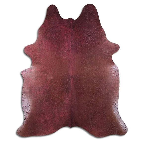 Glowing cowhide rugs for sale BURGUNDY METALLIC ON BROWN rug