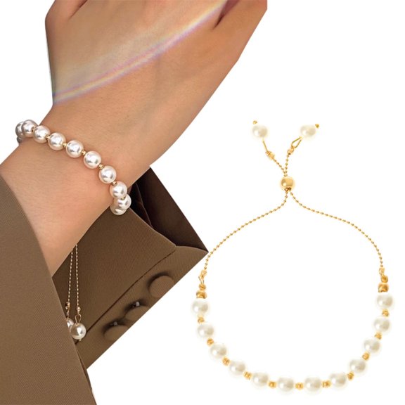 Dainty Bracelets for Women Light Luxury Design Long Fringe Bracelet Fresh Fashion Pearl Pearl Bracelet Women'S Adjustable Bracelet