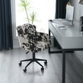 thumbnail image 3 of Guyou Modern Swivel Chair Home Office Desk Chair with Wheels and Armrests, Height Adjustable Upholstered Task Armchair, 360 Degree Swivel Office Chair for Bedroom Living Room, Cowhide Print, 3 of 12