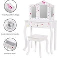 thumbnail image 4 of UTEX Wood Corner Stool with Storage, Pull-Out Vanity Set and Mirror, White, 4 of 6