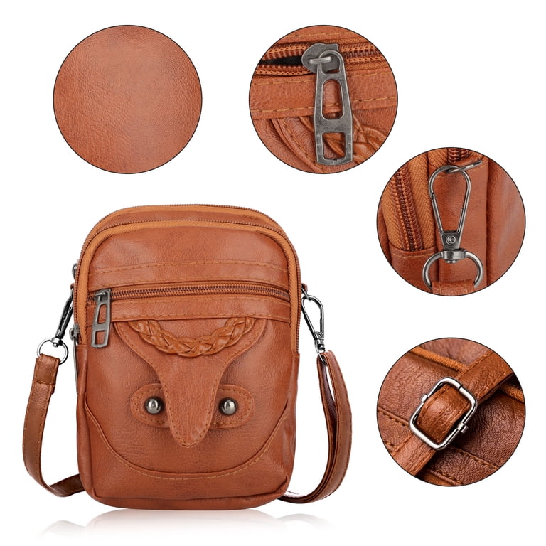 TSV PU Leather Small Crossbody Cell Phone Bag, Brown photo 4