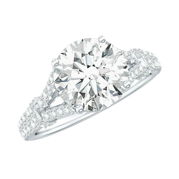 Rosec Jewels Lab Grown Diamond Engagement Ring 2 Carat (8 mm, EF-VS Quality Authentically Certified), 925 Sterling Silver, US 4.00