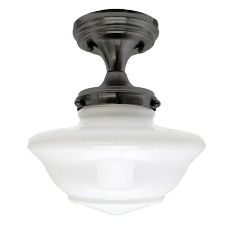 Hunter Oil Rubbed Lighting - Design House 577502 Schoolhouse Semi-Flush Ceiling Light, Opal Glass, Oil Rubbed Bronze