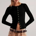 thumbnail image 5 of frariair ​Ladies Stretchy Crew Neck Shirt With Textured Knit Fabric And Versatile Layering Potential For Professional Style​ Black, 5 of 6
