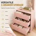 thumbnail image 4 of SESSLIFE 3 Drawer Nightstand, Pink Night Stand with Gold Handles, Wood Bedside Table Storage Cabinet, Multi-Scene Furniture for Bedroom, Living Room, 4 of 8