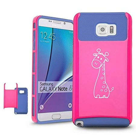 Giraffe Folded Note - Samsung Galaxy Note 5 Shockproof Impact Hard Case Cover Cute Giraffe (Hot Pink-Blue),MIP