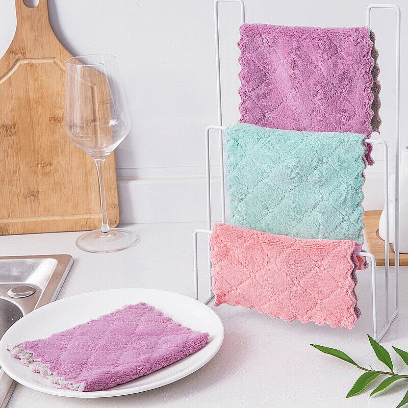 10Pcs Kitchen Towels And Dishcloths Rag Set Dish Towels For Washing Dishes  Dish Rags For Everyday Cooking Baking-Random Color,Dishwashing Cloth  Non-Stick Kitchen Special Thickened Water-Absorbent Oil-Removing Scouring  Pad Rag Absorbent Multi-Functional