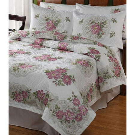Roses & Lace Fan Quilt Stamped Cross Stitch-90"X90"