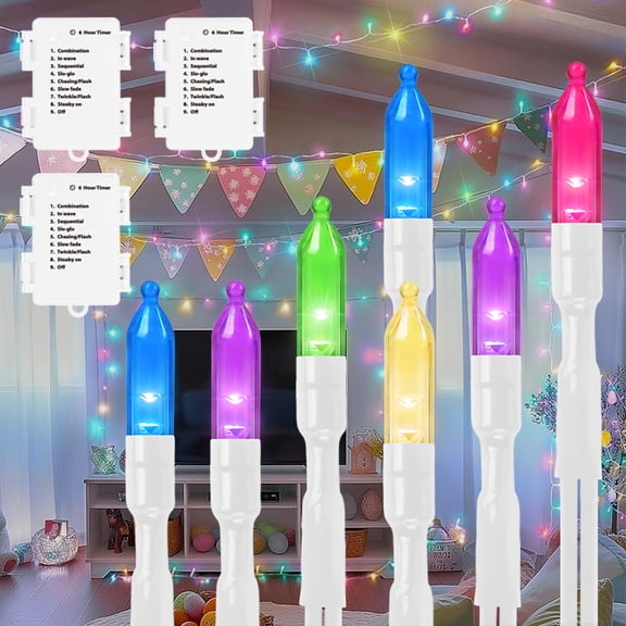 3 Pack 50 LED Outdoor Easter Lights, 16 FT Mini String Light with 9 Modes & 6 Hour Timer, Waterproof Battery Operated for Indoor Outdoor Patio Garden Party Tree Decoration, Pastel Multicolor