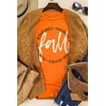 thumbnail image 1 of ABPHQTO Camiseta estampada con cuello redondo y estampado de letras de otoño naranja para mujer, 1 of 5