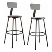 (Pack of 2) NPS 30" Heavy Duty Steel Stool With Backrest, Black
