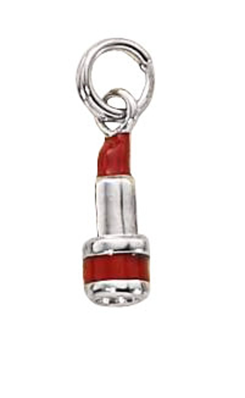 Sterling Silver Girls .8mm Box Chain 3D Pink Crystals Tube Of Lip Stick Pendant Necklace
