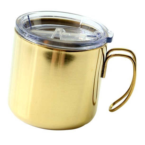 Taza De Café De Acero Inoxidable Con Tapa Tazas De Café Con Aislamiento De Doble Pared, Tazas De Café De 400 Ml, Perfecto Para Bebidas Calientes Y Frí Dorado Baoblaze Taza de café del acero inoxidable