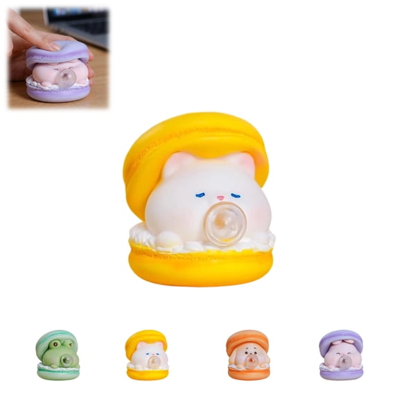 Kitten Macaron Slow Rising Squishy Toys, Macaron Squishies Fidget Toys for Adults, Super Soft Sensory Stress Ball Squeeze Toys for Stress Relief (Kitten Macaron)