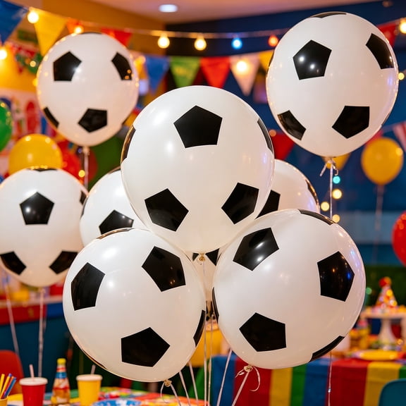 KGJQ 36 Inch Football Balloons, Explosion-Proof Latex Soccer Print Party Balloons, Sports Theme Decor for Game Day, Fan Party Supplies