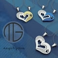 thumbnail image 3 of Maya's Grace Two Pieces Heart Shaped with I Love You Message Pendant and Couple Matching Necklace - Silver, 3 of 7