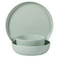 thumbnail image 4 of Gibson Home Candy Skies 12 Piece Unbreakable Wheat Straw Melamine Plates and Bowls Dinnerware Set - Outdoor, Camping, & Everyday Use - Matte Exterior/Shiny Interior Green, 4 of 10