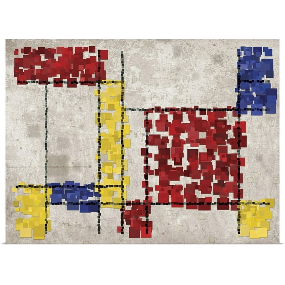Great BIG Canvas | Rolled Michael Tompsett Poster Print entitled Mondrian Inspired Squares