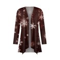 thumbnail image 6 of Women's Fashion Christmas Print Jacket, Long Sleeve Casual Cardigan Coat for Everyday Wear and Comfortable Outfits,Brown,2XL, 6 of 7
