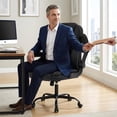 thumbnail image 5 of NYOAK 500lbs Office Chair with Wide Seat, Ergonomic Leather Executive Desk Chair with Lumbar Support, Flip-Up Padded Armrests, High Back Swivel Computer Gaming Chair, Black, 5 of 8